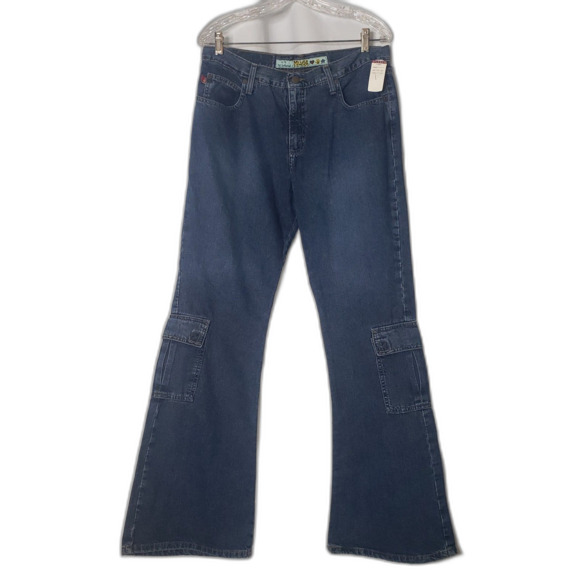 VINTAGE Y2K MUDD Wide Leg High Rise Cargo Jeans Juniors Size 13 NEW - Picture 8 of 9